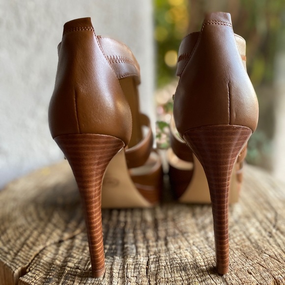 Michael Kors Damita Platform Leather Brown/Gold - Picture 3 of 10